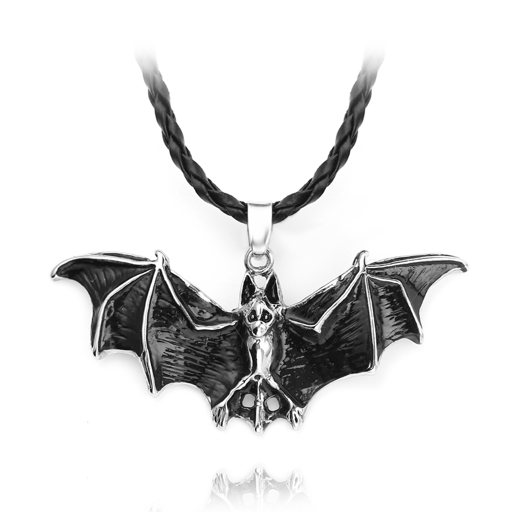 Men'S Accessories Vintage - Kalung Perak Antik Berbentuk Kelelawar, Liontin