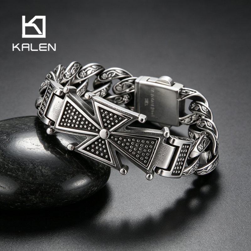 Men Accessories Bd - Gelang Salib Besi Stainless Steel Vintage