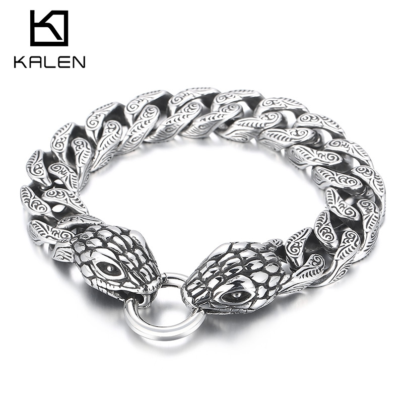 Men Accessories Bd - KALEN Gelang Ular 15mm untuk Pria