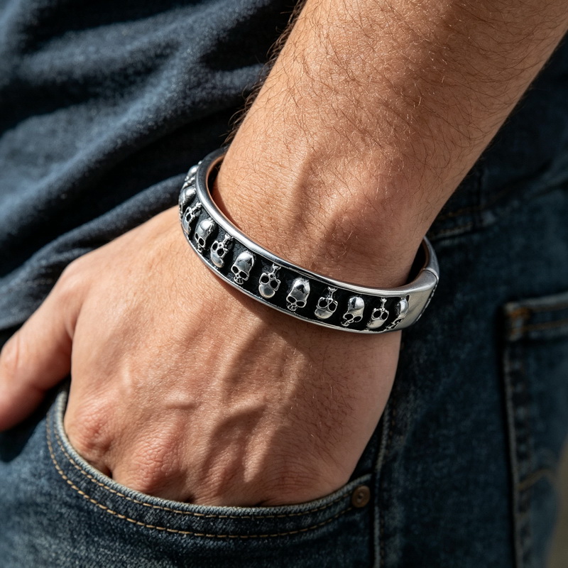 Men Accessories Bd - Gelang Terbuka Kreatif Keren Gaya Punk