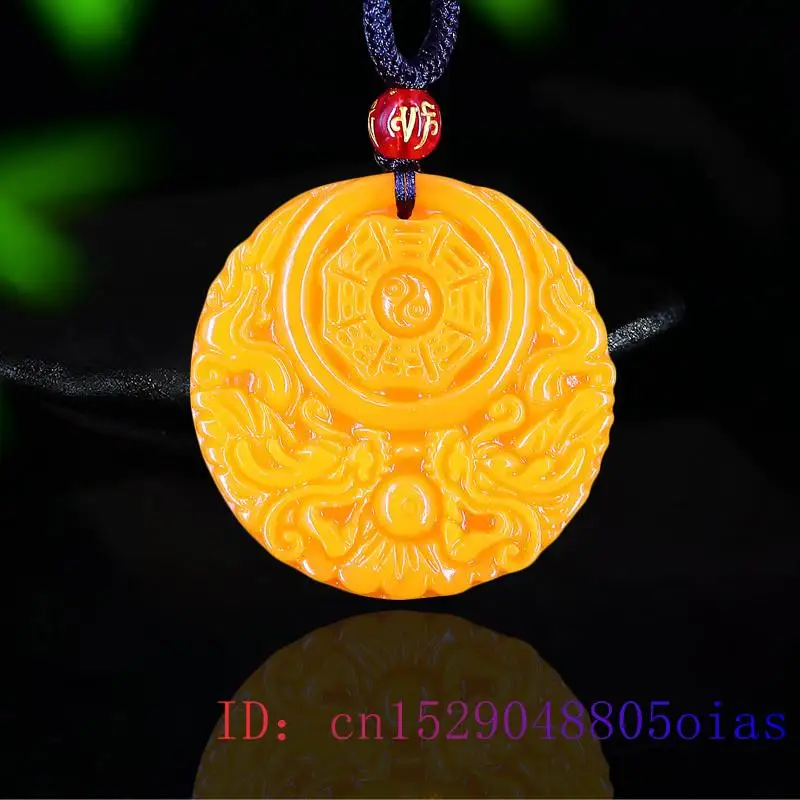 Men Accessories To Gift - Hadiah Liontin Naga Giok Kuning Kalung