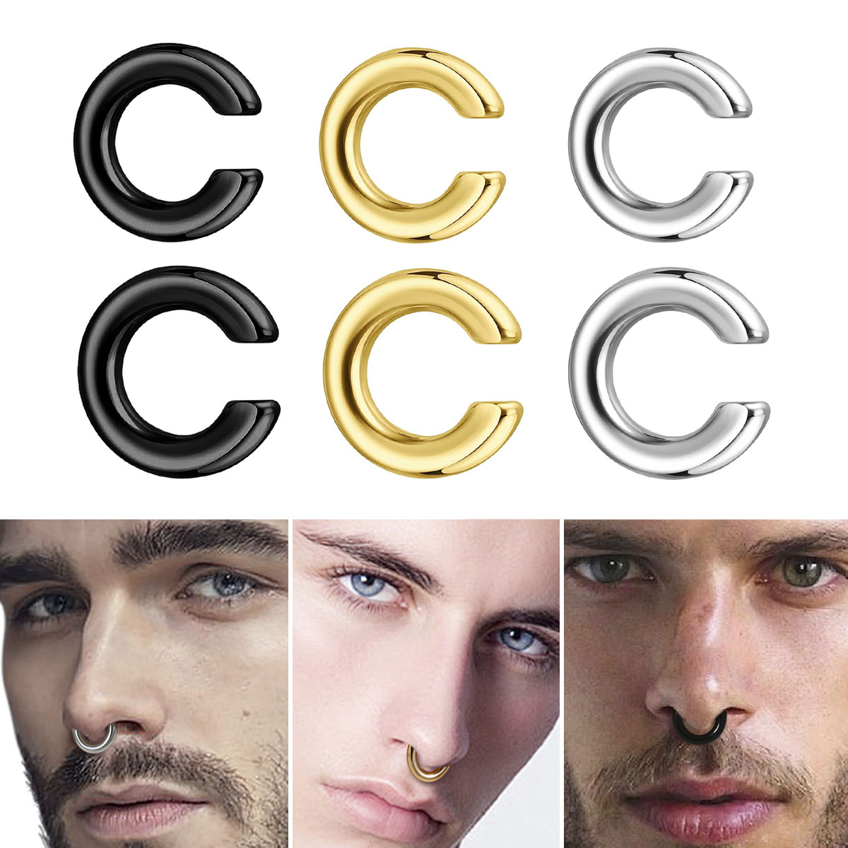 Men Accessories Ring - 1 buah cincin hidung tidak menusuk