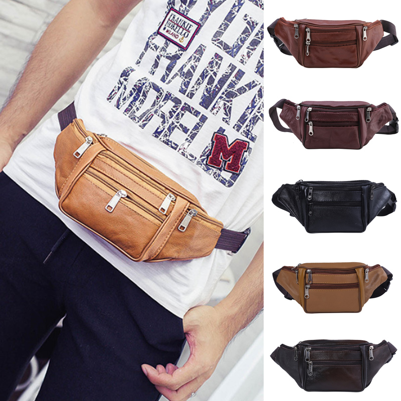 Travel Organizer Men - Tas pinggang kulit asli untuk pria,