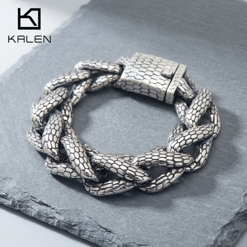Men Accessories Bd - Gelang Pria Kalen Snake Skin Cuban