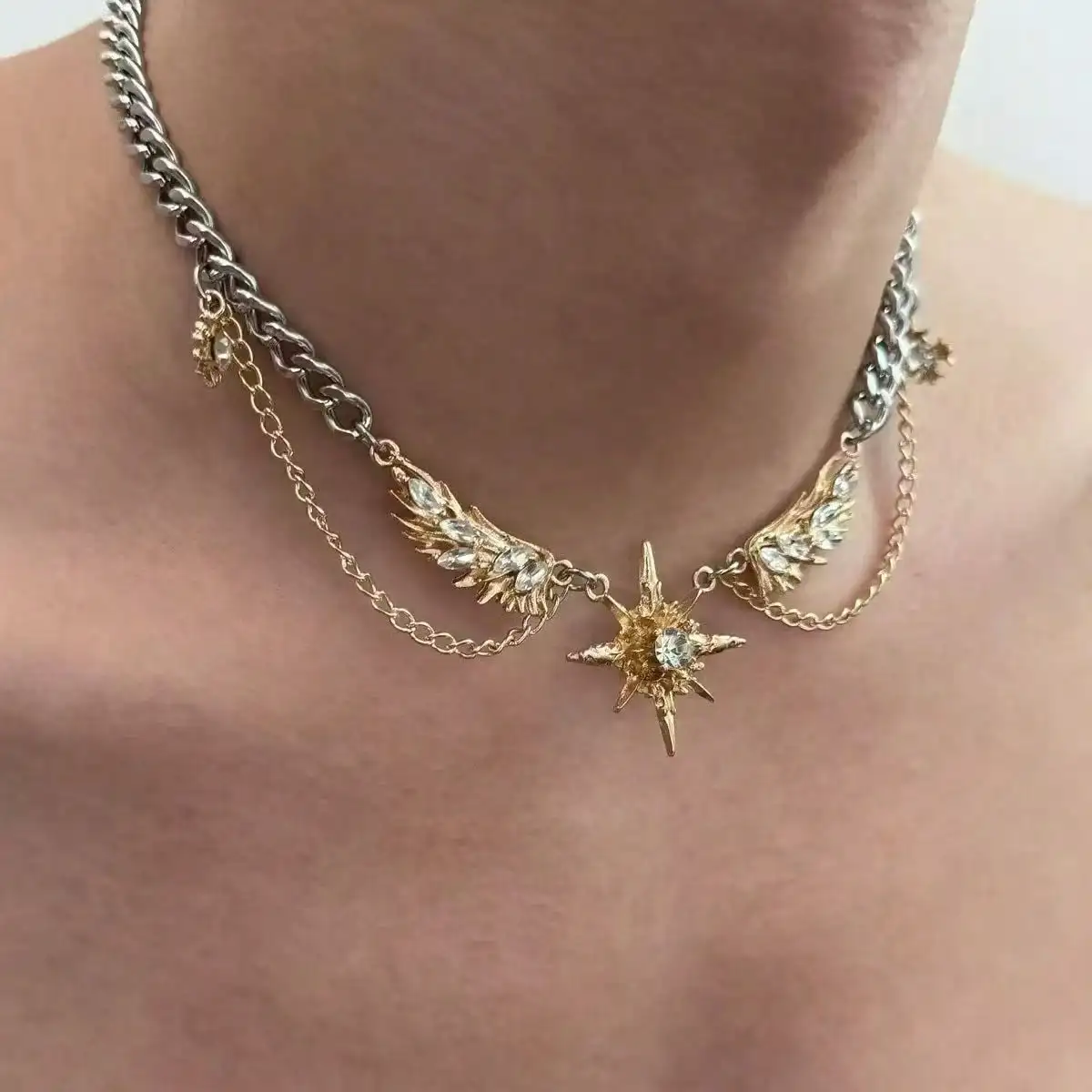 Kalung Choker Gothic Punk Warn - Men Accessories Neck Chain ulasan dan harga